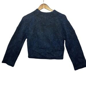 UNIQLO U Women Dark Blue Shaggy Wide Sleeve Wool Sweater XS Cozy